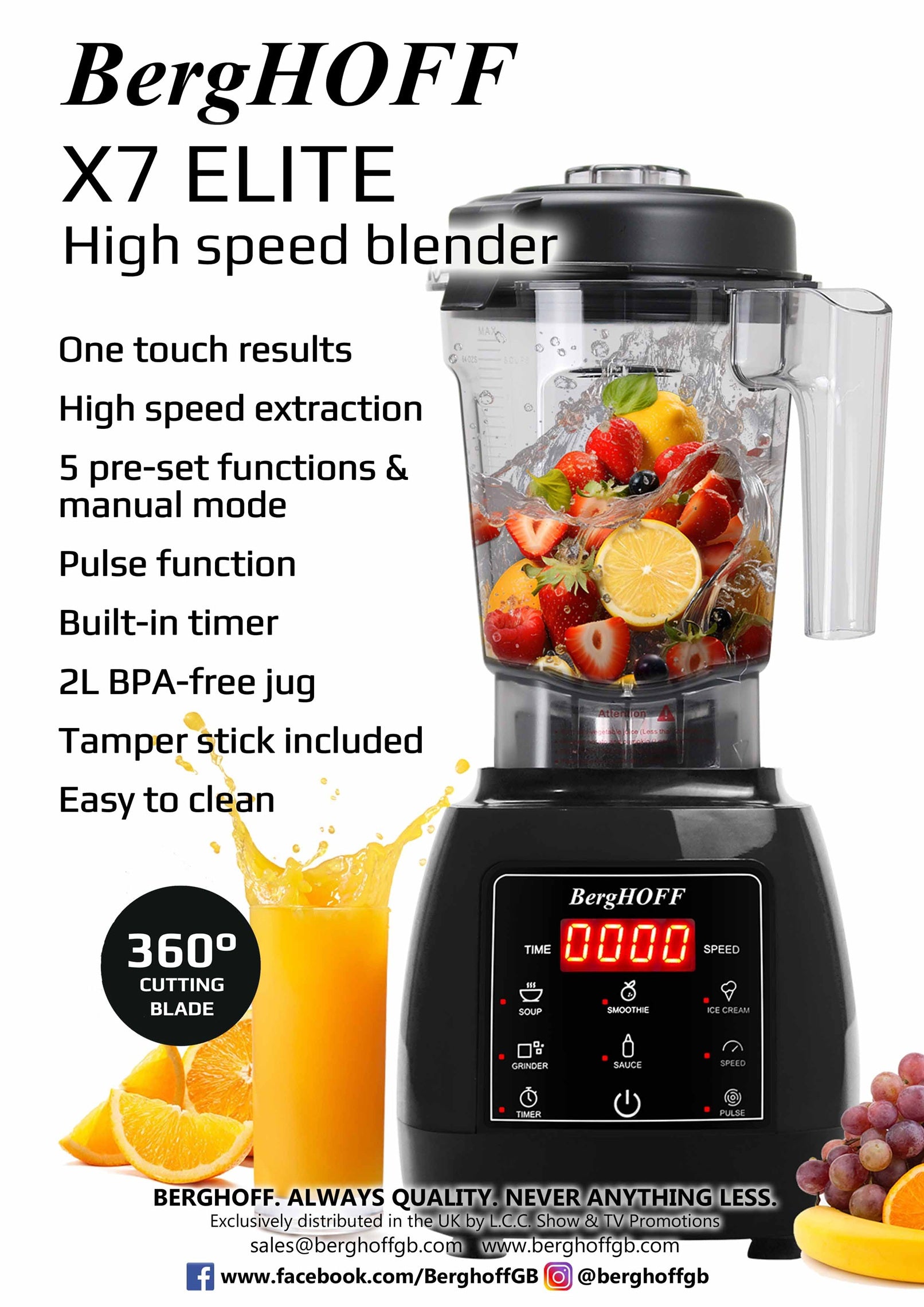 BergHOFF X7 ELITE High Speed Blender